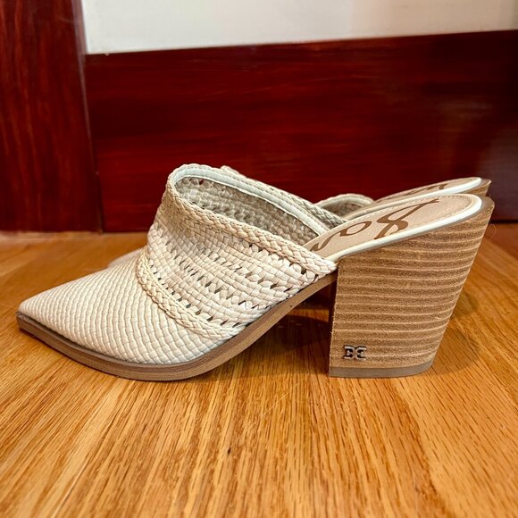 Sam Edelman Lilliana Slip-On Woven Leather Mules Cream Off-white Ivory Size 7.5 - Picture 5 of 7